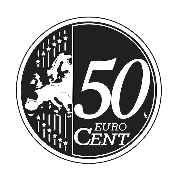 Euro coin 50 cent restored design laser cut