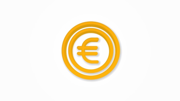 Vector euro coin currency realistic icon 3d line vector illustration top view