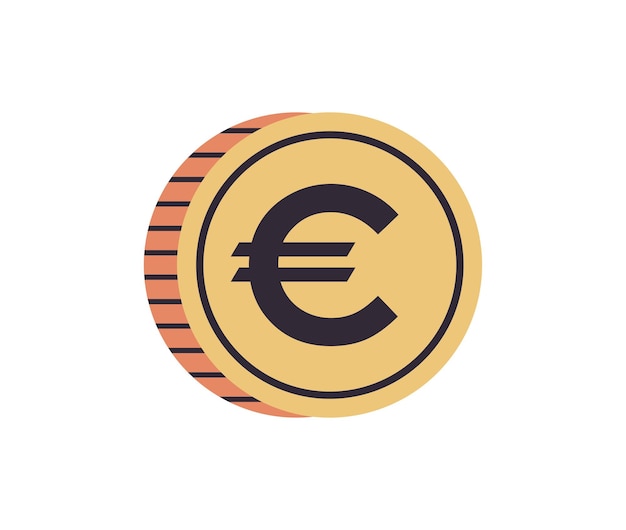 Euro and coin flat vector illustration.