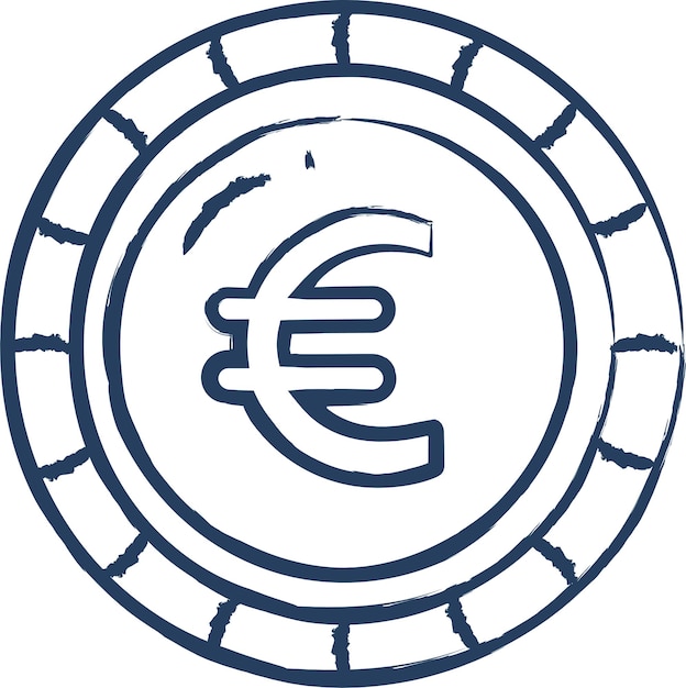 Euro coin hand drawn vector illustration