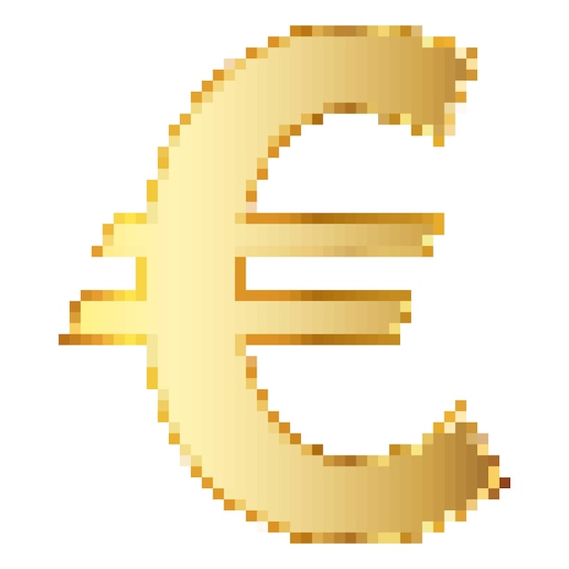 Euro currency icon in Pixel art design Vector illustration