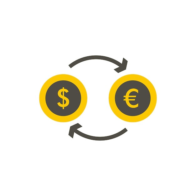 Euro dollar euro exchange icon in flat style on a white background