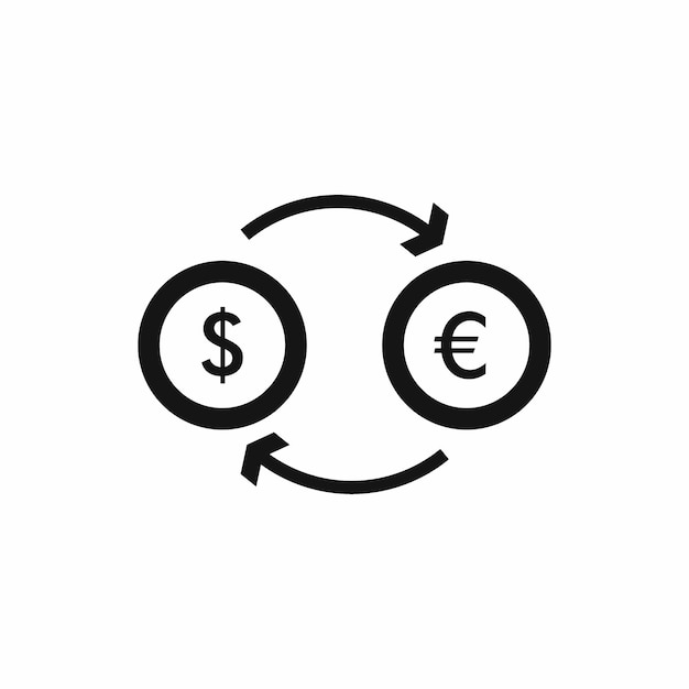 Euro dollar euro uitwisselingspictogram in eenvoudige stijl geïsoleerde vectorillustratie