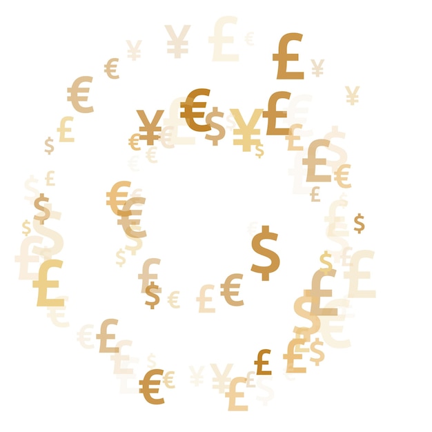 Vector euro dollar pound yen gold icons flying currency vector backgrou