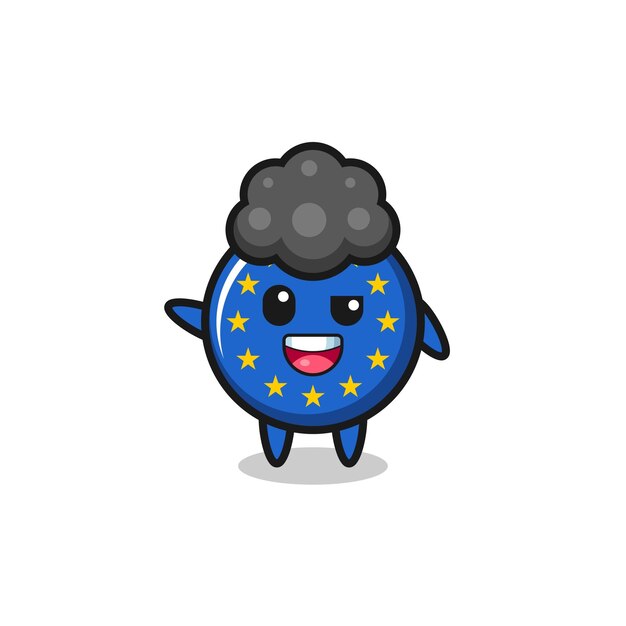 Personaggio della bandiera dell'euro come il design carino del ragazzo afro