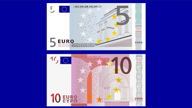 euro money cash bank notes design flat illustration