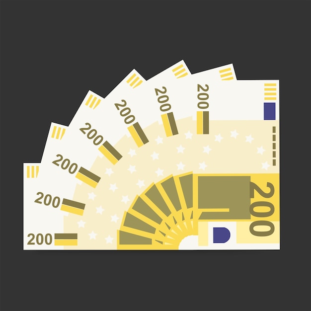 Euro illustrazione vettoriale europa denaro set bundle banconote cartamoneta 200 eur
