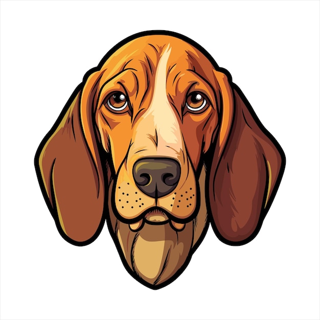 Eurohound Dog Breed Cute Cartoon Kawaii Character Animal Pet Isolated Sticker Illustration