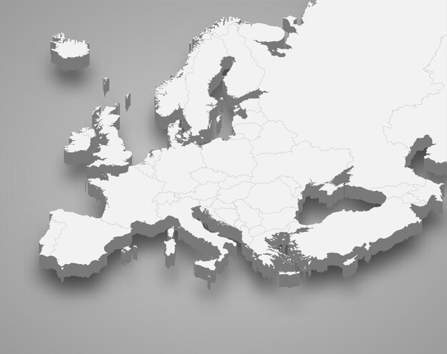 Vector europa 3d kaart met grenzen staten
