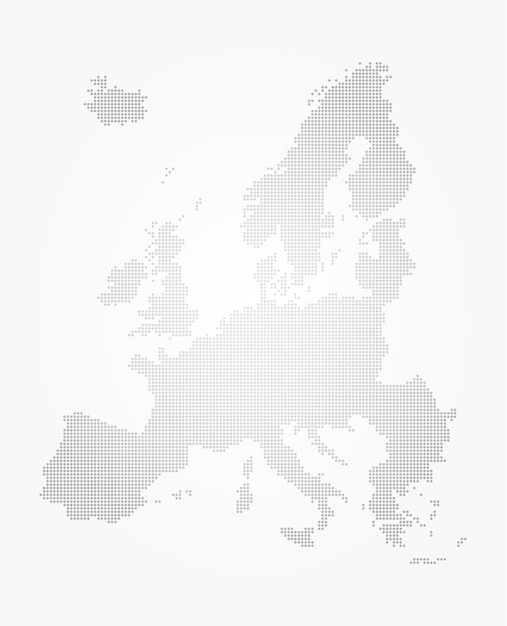 Europa kaart puntstijl op grijze achtergrond met kleurovergang