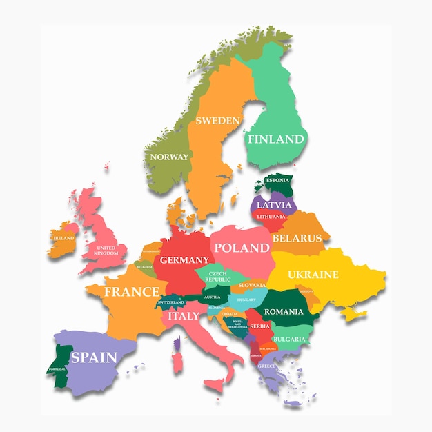 Mappa colorata dell'europa