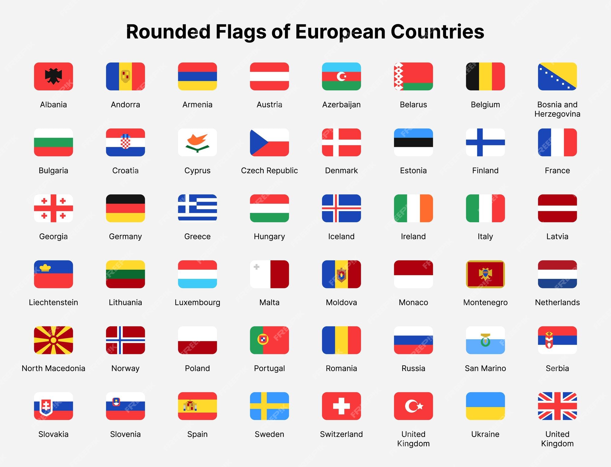 Premium Vector  Europe countries flags rounded flags of countries in europe