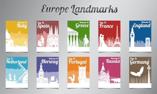 Europe famous landmark brochure