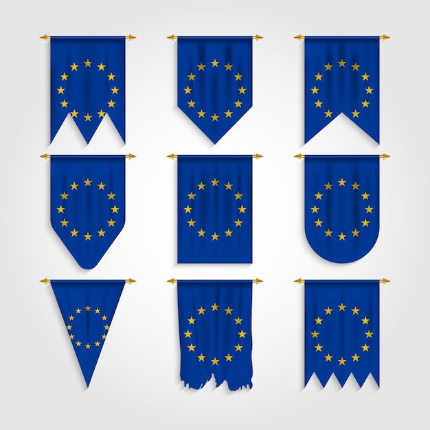 Vector europe flag with different shapes, flag of europe in various shapes