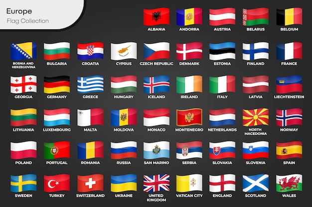 Vector europe flags collection