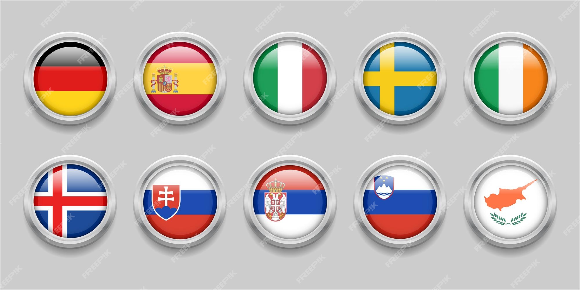 Premium Vector  Europe countries flags rounded flags of countries in europe