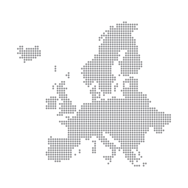 Vector europe map made from halftone dot pattern