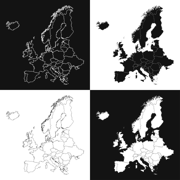 Europe map set vector illustration