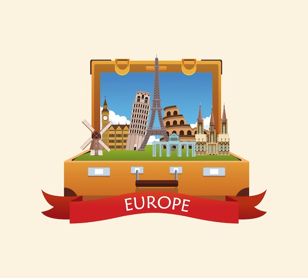 Europe travel concept cartoons vector