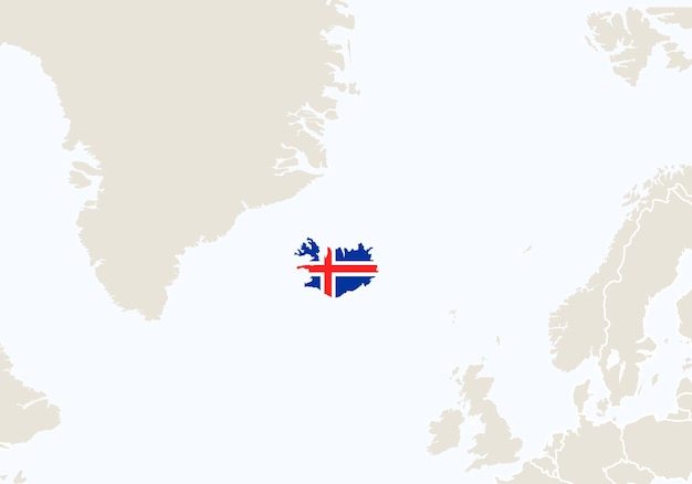 Vector europe with highlighted iceland map. vector illustration.