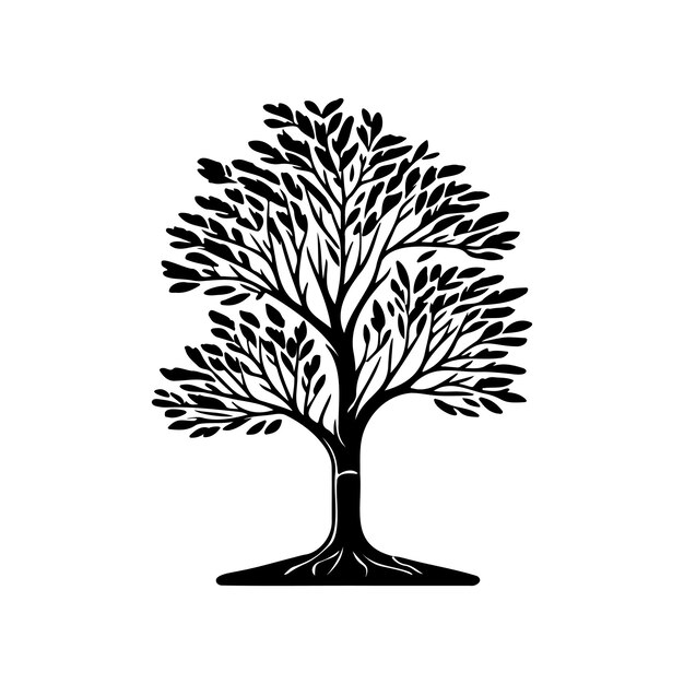 European ash Icon hand draw black colour tree day logo vector element and symbol