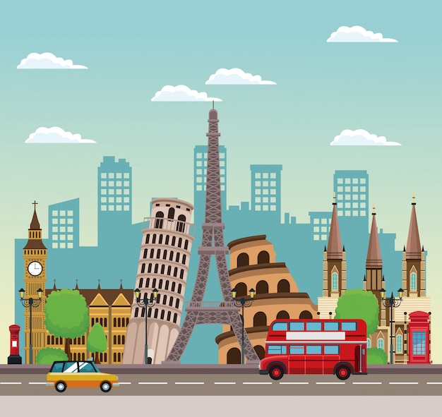 european beautiful cityscape scenery vector