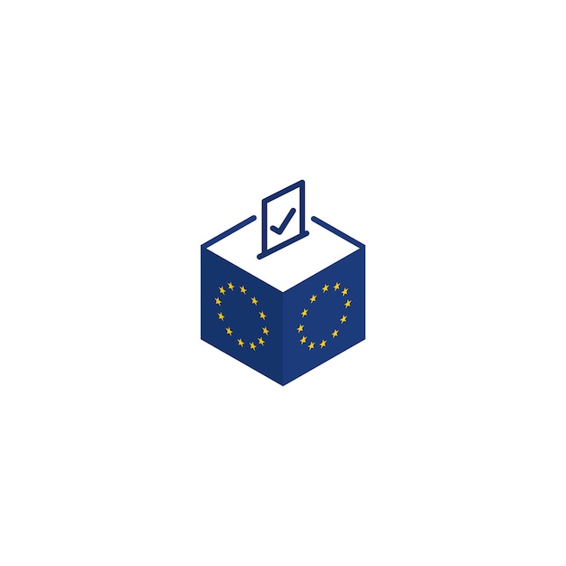 Vector european eu elections concept democracy voting ballot box vector icon illustration