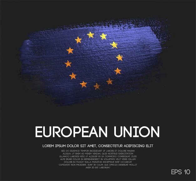 Bandiera europea realizzata con glitter scintillio pennello