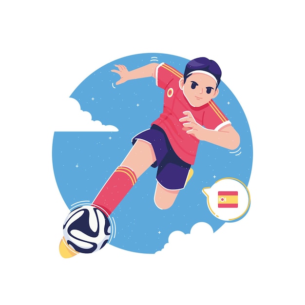 Vector european football player kicking the ball