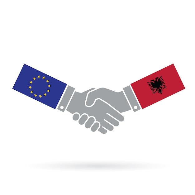 Accordo commerciale di stretta di mano tra unione europea e albania