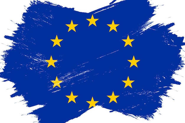 Vector european union flag banner with grunge brush