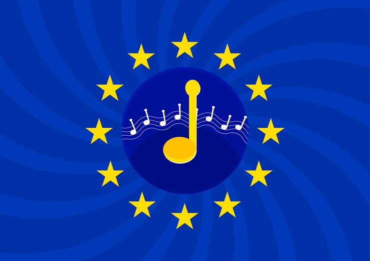 European Union Flag with Music Symbol