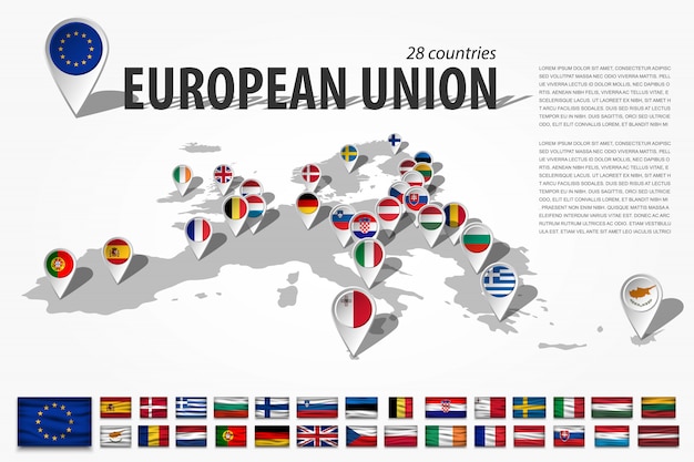 European union and gps navigator location pin