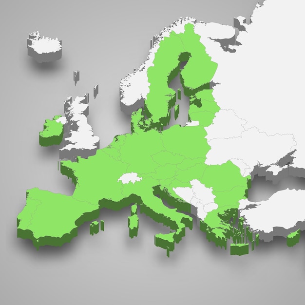 Posizione dell'unione europea all'interno dell'europa mappa 3d