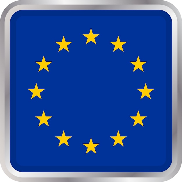 european union rectangular shape flag icon with rounded corners on a transparent background
