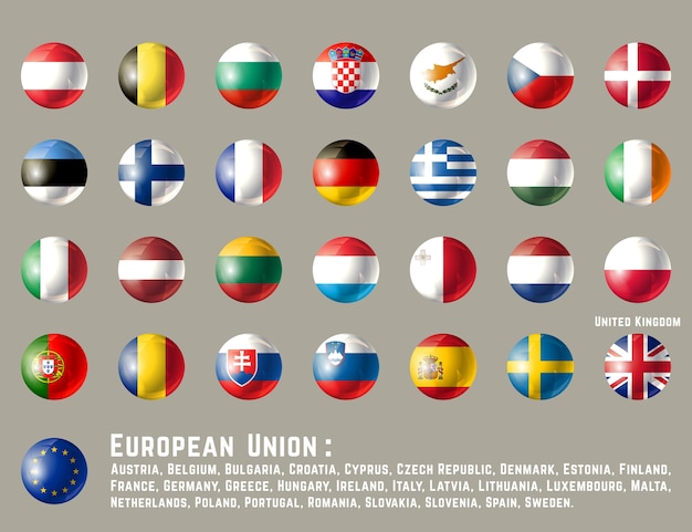 Vector european union round flags