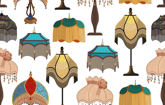 european vintage retro ceiling lampshades in victorian style seamless interior lamp pattern