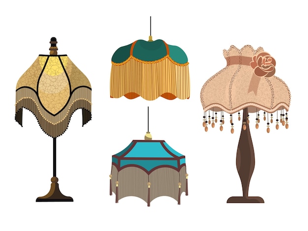 european vintage retro torchere lampshades in victorian style oldfashioned stylish interior