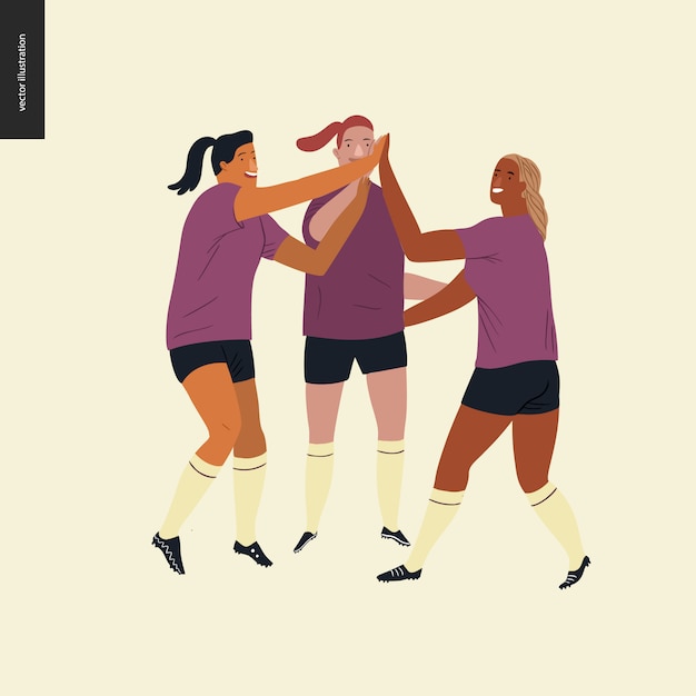 Vector europees voetbal voor dames, voetbalspelers