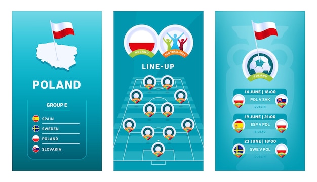 Europese 2020 verticale voetbalbannerset voor sociale media