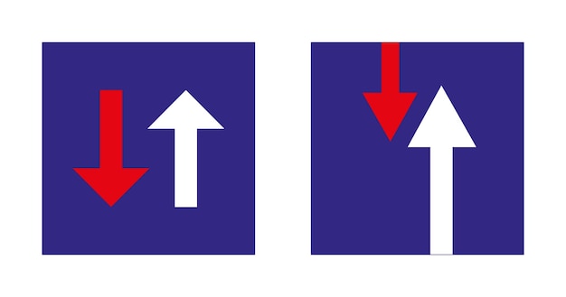 Vector europese verkeersborden verkeersbord voordeel ten opzichte van tegemoetkomend verkeer vectorillustratie