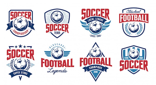 Europese voetbal klassieke emblemen vector set.