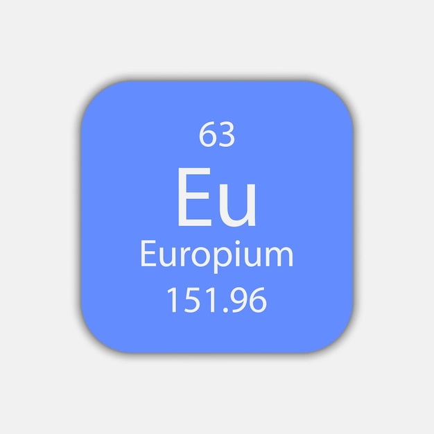 Символ европия Химический элемент периодической таблицы Векторная иллюстрация