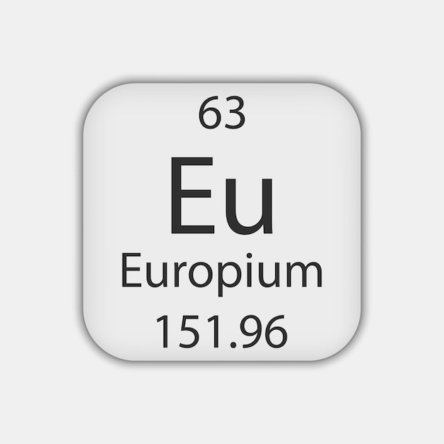 주기율표 벡터 일러스트 레이 션의 유로퓸 기호 화학 원소