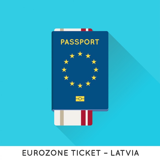 Vettore passaporto eurozona europa con biglietti