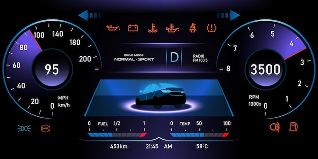 Vector ev car panel electric vehicle car dashboard design element elegant and simple style for alternative sustainable clean power and futuristic transport concept