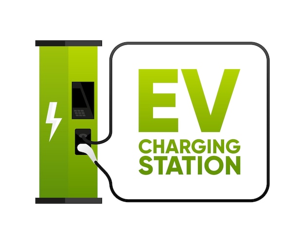 EV Charging Station banner Electric car charging on parking lot with fast supercharger