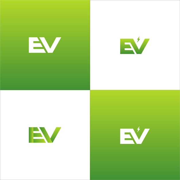 Vector ev logo design collection ev letter vector template