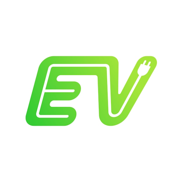 Vector ev met stekkerpictogram symbool elektrisch voertuig oplaadpunt logo milieuvriendelijk voertuigconcept