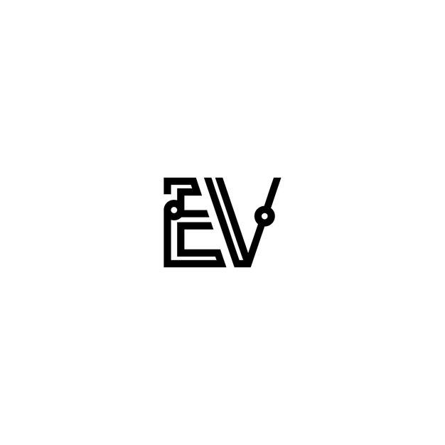 Vector ev monogram logo design letter text name symbol monochrome logotype alphabet character simple logo